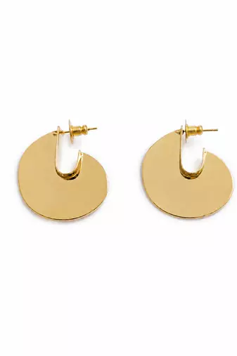 Gold plated metallic hoop earrings