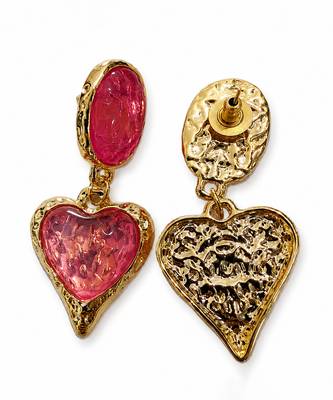 Pink stones heart drop earrings 4