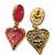 Pink stones heart drop earrings