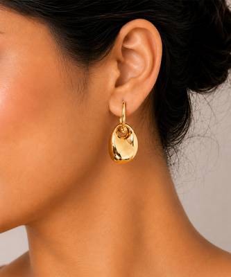 Gold plated metallic chunky drop earrings 2