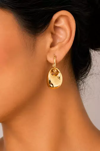 Gold plated metallic chunky drop earrings