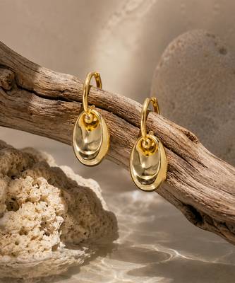 Gold plated metallic chunky drop earrings 3