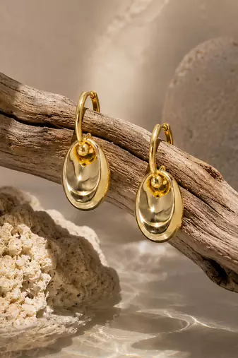 Gold plated metallic chunky drop earrings