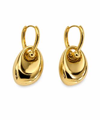 Gold plated metallic chunky drop earrings 4
