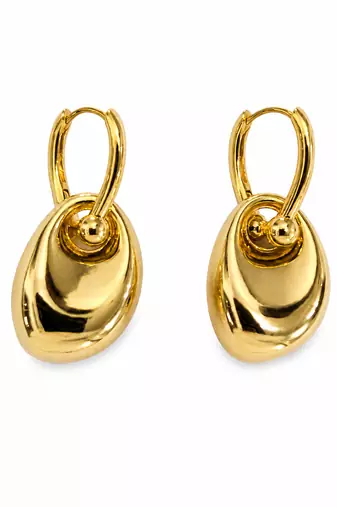 Gold plated metallic chunky drop earrings