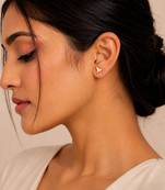 Gold plated metallic stud earrings