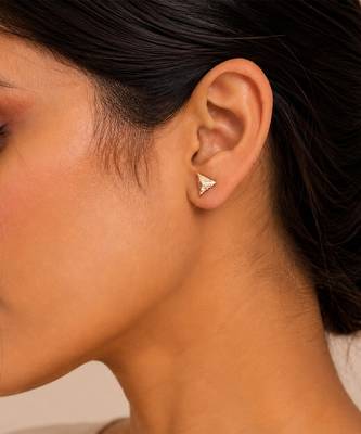 Gold plated metallic stud earrings 2