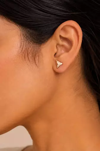 Gold plated metallic stud earrings