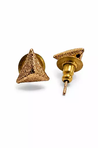 Gold plated metallic stud earrings