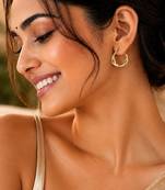 Gold plated metallic hoop earrings