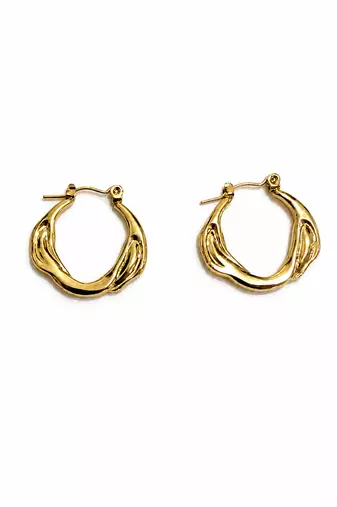 Gold plated metallic hoop earrings