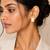 Off white stone metallic stud earrings