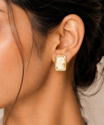 Off white stone metallic stud earrings 2