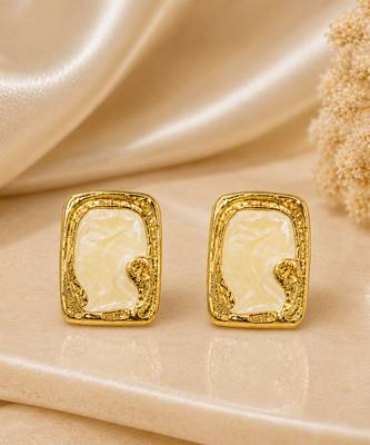 Off white stone metallic stud earrings 3