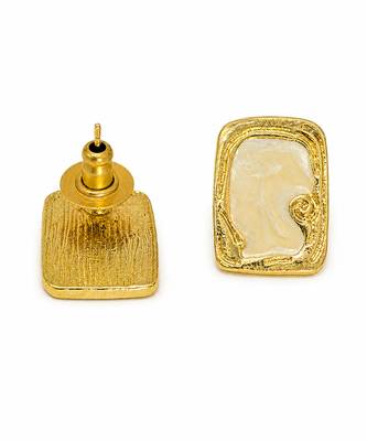 Off white stone metallic stud earrings 4