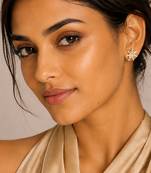 Gold plated metallic star stud earrings