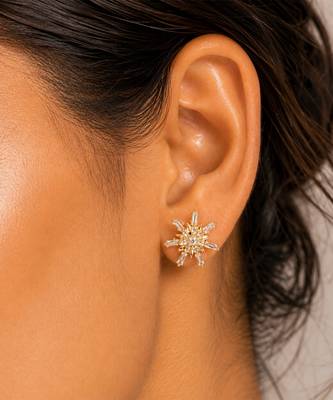 Gold plated metallic star stud earrings 2