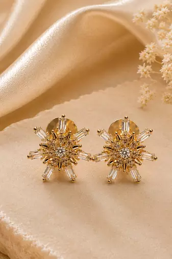 Gold plated metallic star stud earrings