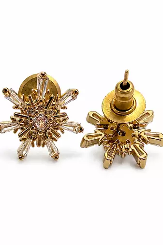 Gold plated metallic star stud earrings