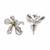 Silver metallic floral stud earrings