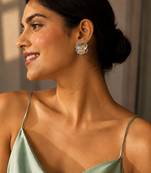 Silver gold metallic floral stud earrings