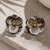 Silver gold metallic floral stud earrings
