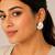 White stone metallic dome stud earrings