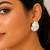 White stone metallic dome stud earrings