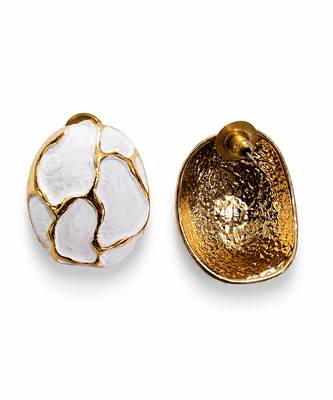 White stone metallic dome stud earrings 4