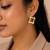 Gold plated metallic square grid earrings