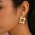 Gold plated metallic square grid earrings