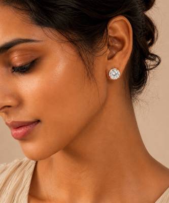 Gold plated white crystal stud earrings 1