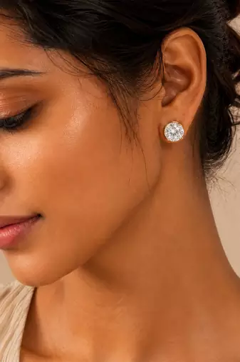 Gold plated white crystal stud earrings