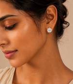 Gold plated white crystal stud earrings