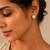 Gold plated white crystal stud earrings