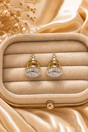 Gold plated white crystal stud earrings