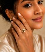 Gold plated dual texture metallic wrap ring