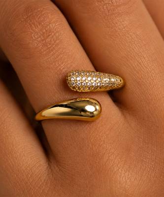 Gold plated dual texture metallic wrap ring 2