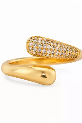 Gold plated dual texture metallic wrap ring