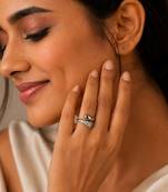 Silver dual texture metallic wrap ring
