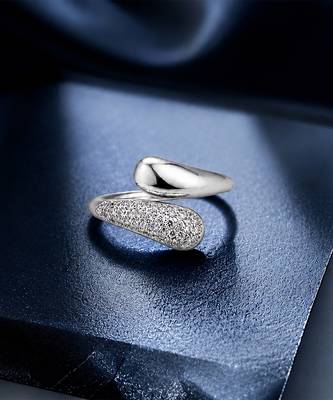 Silver dual texture metallic wrap ring 3