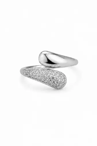 Silver dual texture metallic wrap ring