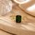 Gold plated green stone metallic ring