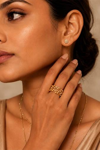 Gold plated multi layer metallic band ring
