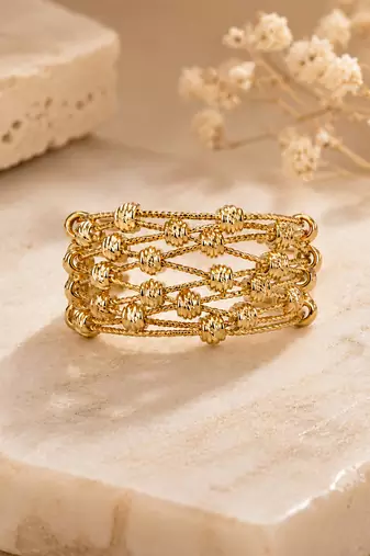 Gold plated multi layer metallic band ring