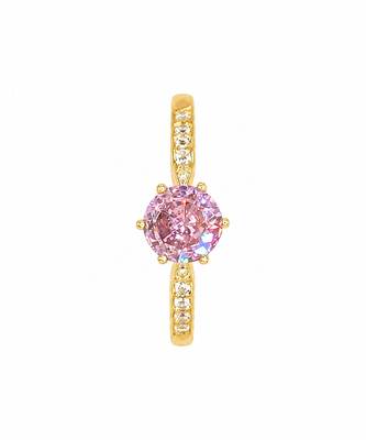 Gold plated pink stone solitaire ring 4