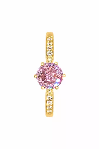Gold plated pink stone solitaire ring