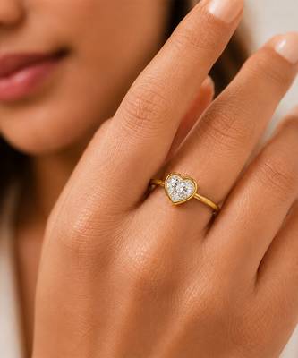 Gold plated heart shaped solitaire ring 2