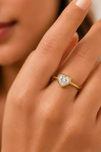 Gold plated heart shaped solitaire ring