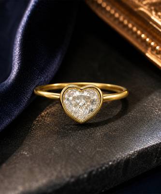 Gold plated heart shaped solitaire ring 3